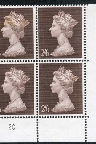 Spec UC1 SG787 2/6 Brown Plate 2C Block of Four U/M