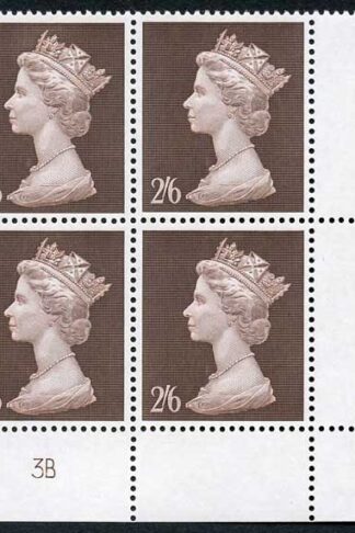 Spec UC1 SG787 2/6 Brown Plate 3B Block of Four U/M
