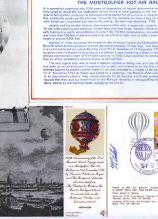 AC8c 1st Manned Aerial Voyage Signed by Peter Sadler