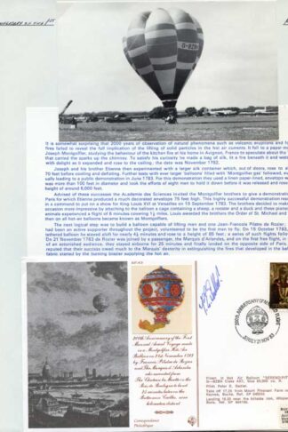 AC8c (Jersey) 1st Manned Aerial Voyage Signed by Peter Sadler