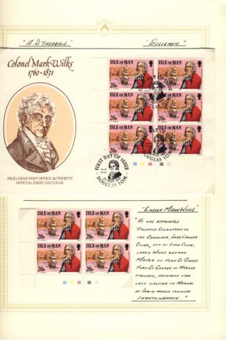 Isle of Man Mark Wilks First Day Cover and Block 4 Stamps